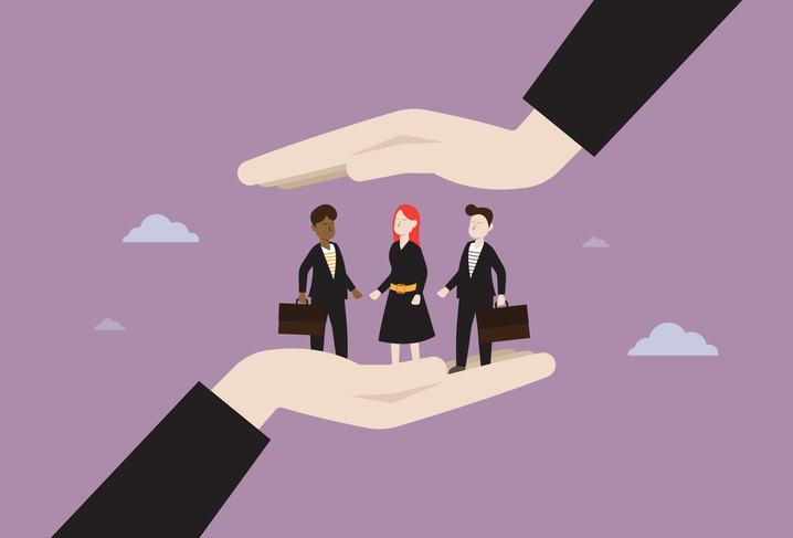 Employee in a palm for employee appreciation day concept